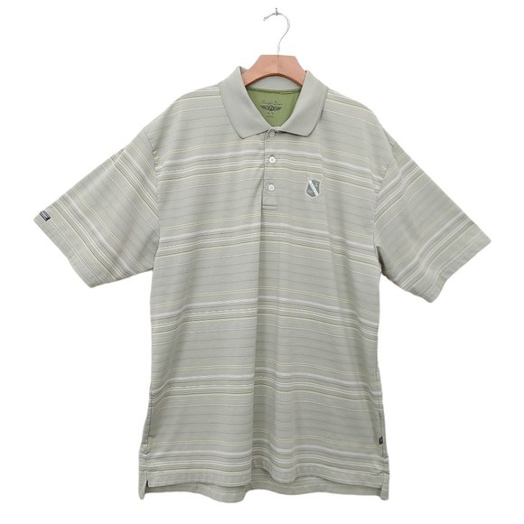 Straight Down Golf Polo Shirt 1/4 Button Striped Slits Green Mens Size XL - Picture 1 of 10